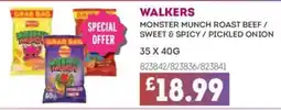 Bestway WALKERS Monster munch roast beef / sweet & spicy / pickled onion offer