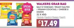 Bestway WALKERS Grab bag salt & vinegar / ready salted / prawn cocktail / cheese & onion offer