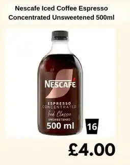 Sainsbury's Nescafe Iced Coffee Espresso Concentrated Unsweetened offer