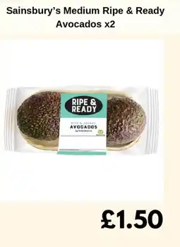 Sainsbury's Sainsbury's Medium Ripe & Ready Avocados x2 offer