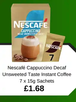 Asda Nescafé Cappuccino Decaf Unsweeted Taste Instant Coffee offer