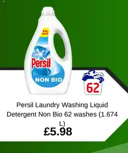 Asda Persil Laundry Washing Liquid Detergent Non Bio 62 washes offer
