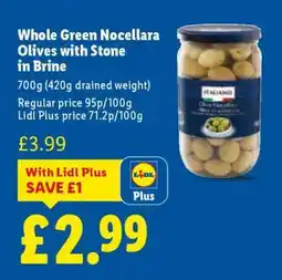 Lidl Whole Green Nocellara Olives with Stone in Brine offer