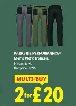 Lidl PARKSIDE PERFORMANCE Men's Work Trousers offer
