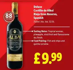 Lidl Deluxe Castillo de Albai Rioja Gran Reserva, Spanish offer