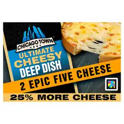 Iceland Chicago Town Ultimate Cheesy Deep Dish Epic Five Cheese on a Cheesy Sauce Pizza 2 x 164 (328g) offer