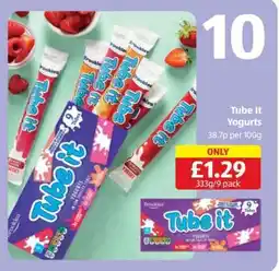 Aldi Tube It Yogurts offer