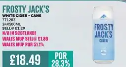 Bestway FROSTY JACK'S White cider - cans offer