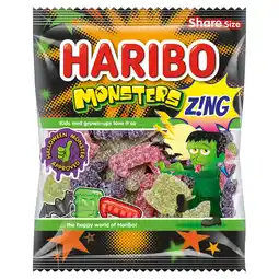 Tesco Haribo Monsters Zing Fizzy Fruit Flavour Gums 160G offer