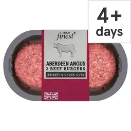 Tesco Tesco Finest Aberdeen Angus 2 Beef Burgers 340g offer