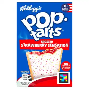 Tesco Kellogg's Pop Tarts Strawberry Sensation Pastry Snacks 8x48g offer
