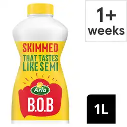 Tesco Arla BOB Skimmed Milk 1L Tastes like Semi Skimmed offer