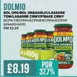 Bestway DOLMIO Bol org/bol on&garlic/lasagne tom/lasagne crmy/p'bake crmy offer
