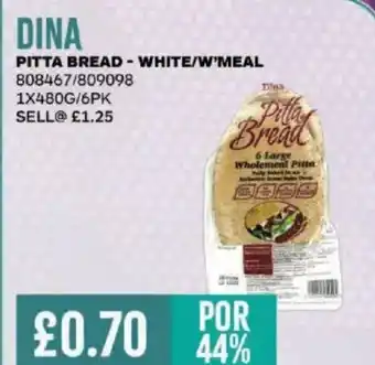 Bestway DINA Pitta bread-white/w'meal offer