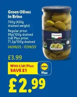 Lidl Green Olives in Brine offer