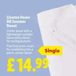 Lidl Livarno Home All Seasons Duvet offer