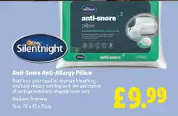 Lidl Anti-Snore Anti-Allergy Pillow offer
