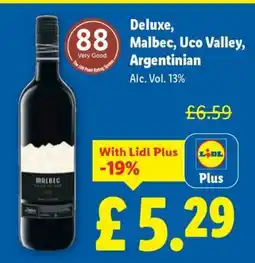 Lidl Deluxe Malbec, Uco Valley, Argentinian offer
