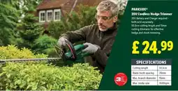 Lidl PARKSIDE 20V Cordless Hedge Trimmer offer