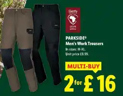 Lidl PARKSIDE Men's Work Trousers offer