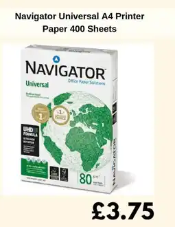 Sainsbury's Navigator Universal A4 Printer Paper 400 Sheets offer