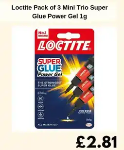 Sainsbury's Loctite Pack of 3 Mini Trio Super Glue Power Gel offer