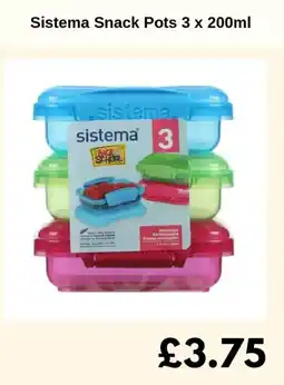 Sainsbury's Sistema Snack Pots offer