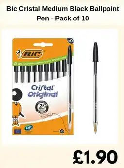 Sainsbury's Bic Cristal Medium Black Ballpoint Pen offer