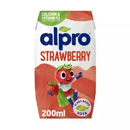 Tesco Alpro Kids Soya Strawberry Long Life Dairy Free Drink 200ml offer
