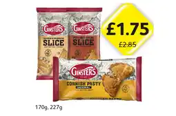 Londis Ginsters Slice Chicken & Mushroom, Peppered Steak, Cornish Pasty offer