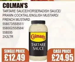 Bestway COLMAN'S Tartare sauce/horseradish sauce/ prawn cocktail/english mustard/ french mustard offer