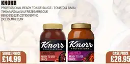 Bestway KNORR Professional ready to use sauce - tomato & basil/ tikka masala/jalfrezi/barbecue offer