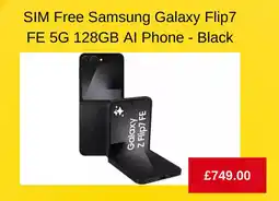 Argos SIM Free Samsung Galaxy Flip7 FE 5G 128GB AI Phone - Black offer