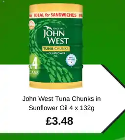Asda John West Tuna Chunks in Sunflower Oil offer