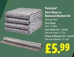 Lidl Parkside Dust Sheet or Removal Blanket Set offer