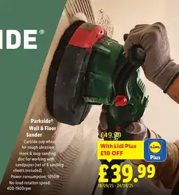 Lidl Parkside Wall & Floor Sander offer