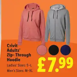 Lidl Crivit Adults' Zip-Through Hoodie offer