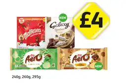 Londis Maltesers Christmas Mix, Galaxy Miniatures, Aero Peppermint, Choco Caramel offer