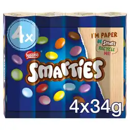 Tesco Smarties Milk Chocolate Tube Multipack 34g 4 Pack offer