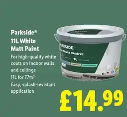 Lidl Parkside 11L White Matt Paint offer