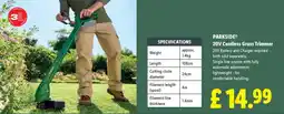 Lidl PARKSIDE 20V Cordless Grass Trimmer offer