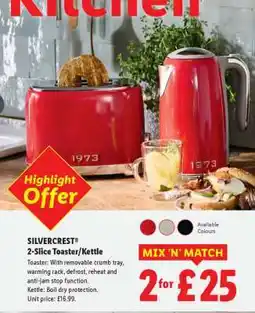 Lidl SILVERCREST 2-Slice Toaster/Kettle offer