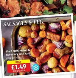 Aldi Plant Menu Onion & Rosemary Sausages offer