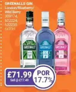 Bestway GREENALLS GIN London/Blueberry/ Wild Berry offer