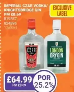 Bestway Imperial czar vodka/ knightsbridge gin offer