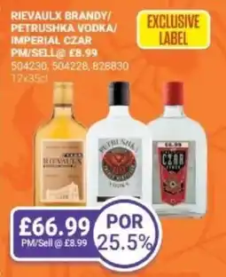 Bestway Rievaulx brandy/ petrushka vodka/ imperial czar offer