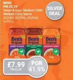 Bestway BENS Sweet & Sour/ Medium Chilli/ Medium Curry Sauce offer