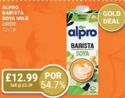 Bestway Alpro barista soya milk offer