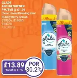 Bestway GLADE Air freshener Clean Linen/Relaxing Zen/ Bubbly Berry Splash offer
