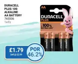 Bestway Duracell plus 100 alkaline AA Battery offer